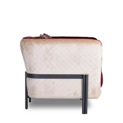 Poltrona Universal velluto rosso e bianco