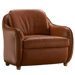 Poltrona Zana in pelle marrone