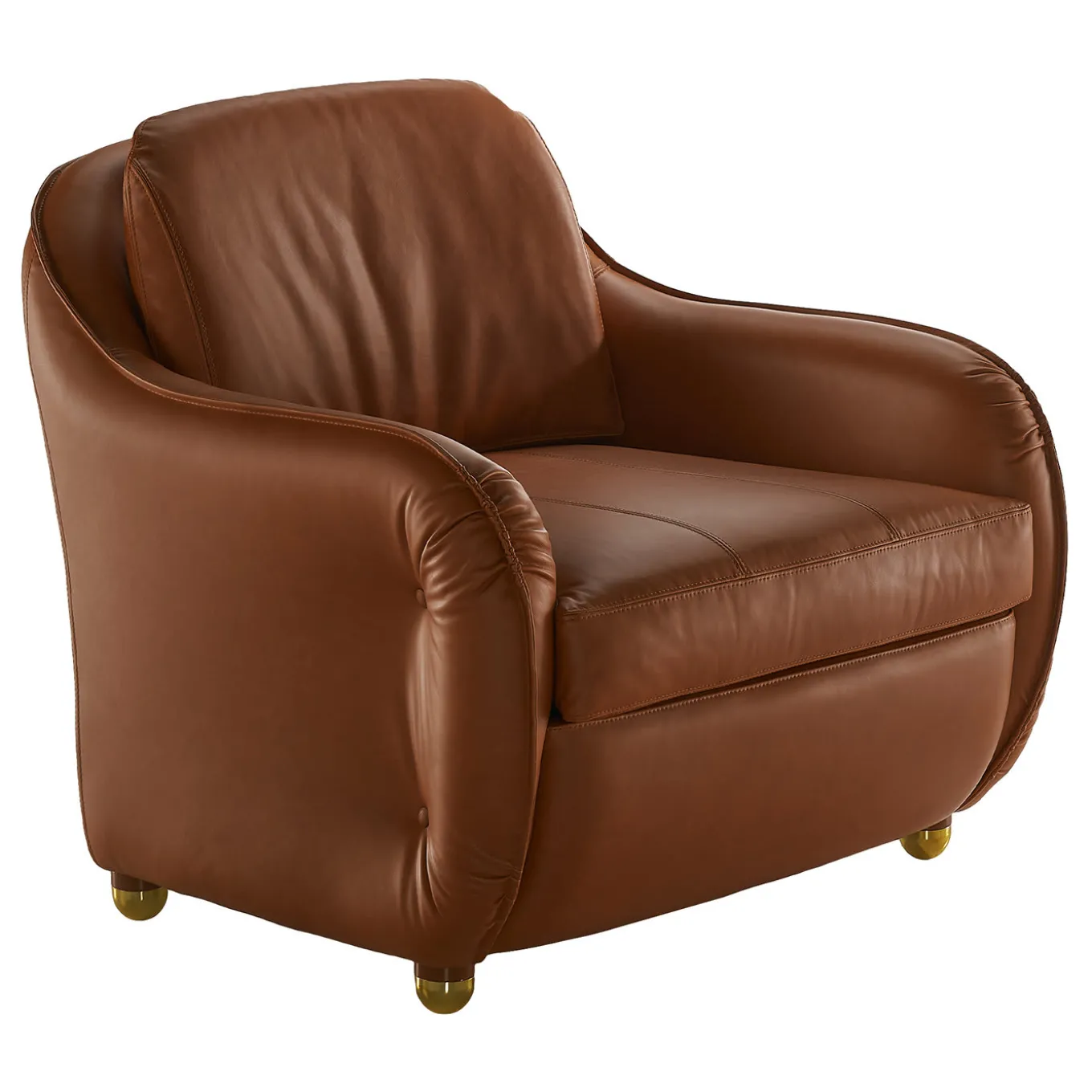 Poltrona Zana in pelle marrone