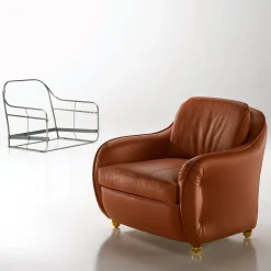 Poltrona Zana in pelle marrone
