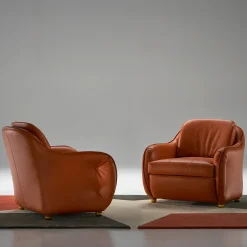 Poltrona Zana in pelle marrone