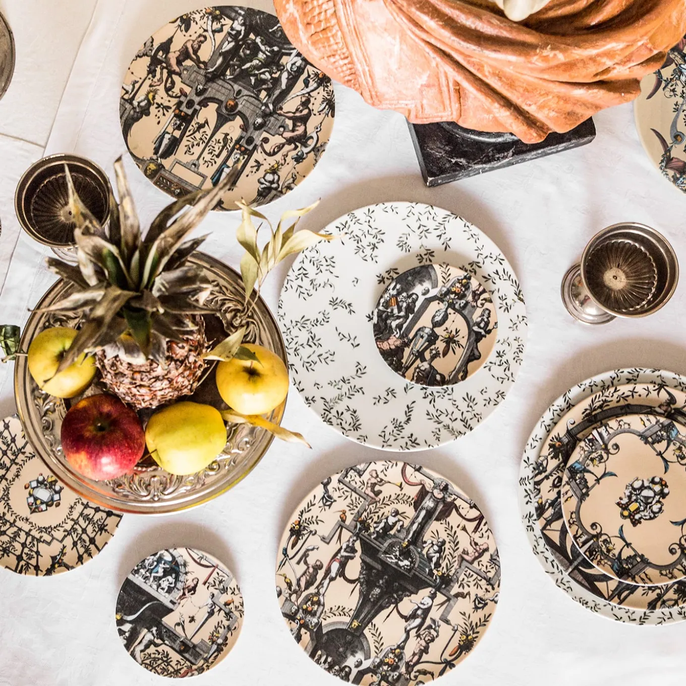 Pompei 2 piatti dessert in porcellana con disegno geometrico #6