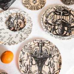 Pompei 2 piatti dessert in porcellana con disegno geometrico #6