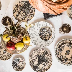 Pompei 2 piatti dessert in porcellana con disegno geometrico #3