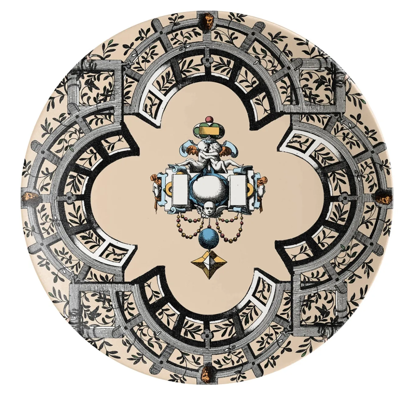 Pompei 2 piatti dessert in porcellana con disegno geometrico #5