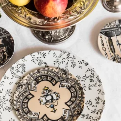 Pompei 2 piatti dessert in porcellana con disegno geometrico #5