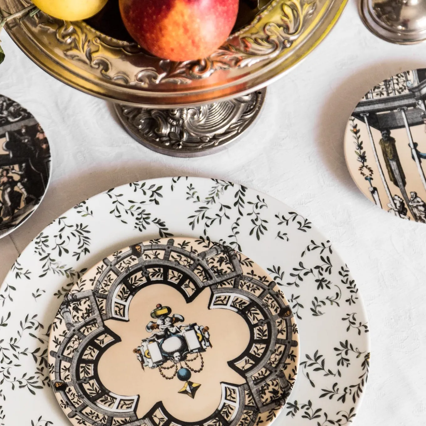 Pompei 2 piatti dessert in porcellana con disegno geometrico #5