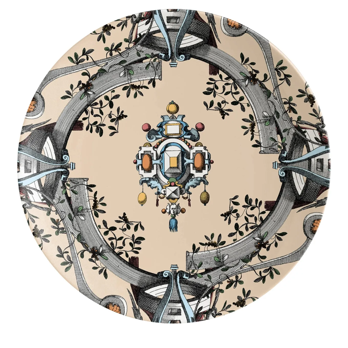 Pompei 2 piatti dessert in porcellana con disegno geometrico #4