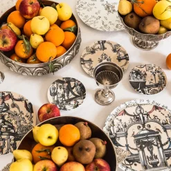 Pompei 2 piatti dessert in porcellana con disegno geometrico #4