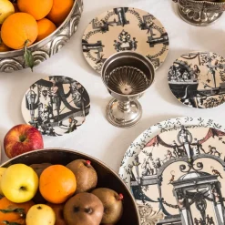 Pompei 2 piatti dessert in porcellana con disegno geometrico #4