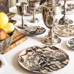 Pompei Piatto Fondo in porcellana con rami e gioiello #6