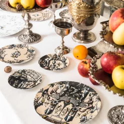 Pompei Piatto Fondo in porcellana con rami e gioiello #3