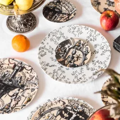 Pompei Set di 2 Piatti pane in porcellana con disegno di grottesca #6