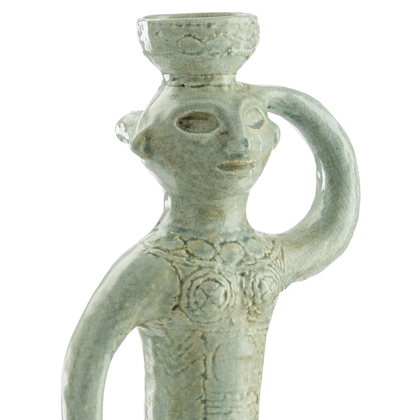 POP donna scultura in ceramica verde