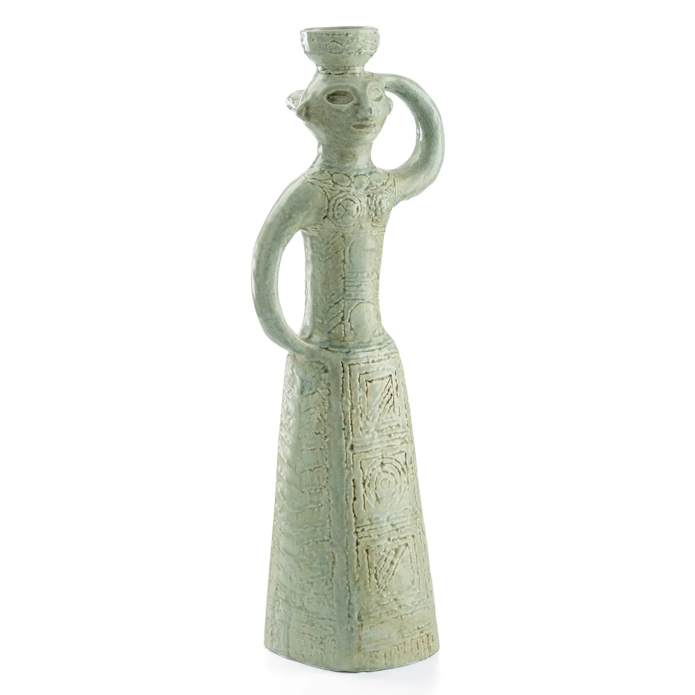 POP donna scultura in ceramica verde