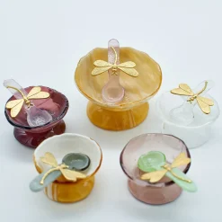 Porta sale in vetro giallo - Set di 2