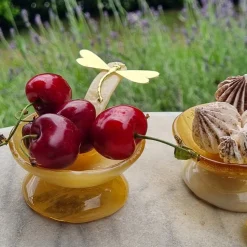 Porta sale in vetro giallo - Set di 2