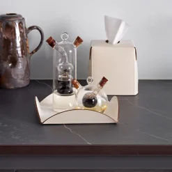 Porta salse in pelle bianca e panna cotta