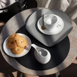 Porta salse in pelle nera e grigia