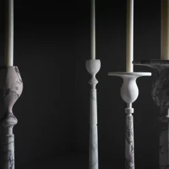 Portacandele alto Treasure L in marmo Arabescato