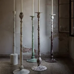 Portacandele alto Treasure L in marmo Arabescato