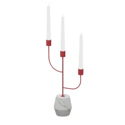 Portacandele Rami Bianco Carrara e Rosa