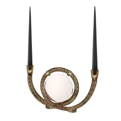 Portacandele San Marco in vetro di Murano color caffè e specchio