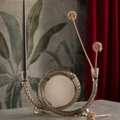 Portacandele San Marco in vetro di Murano color caffè e specchio