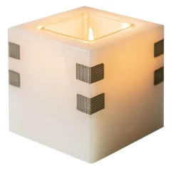 Portacandele Santiago in onice con inserti in ottone