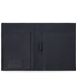 Portacarte in pelle martellata blu