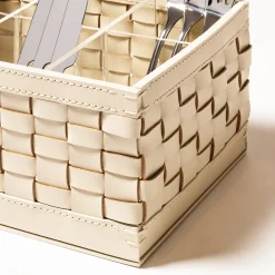 Portacoltelli Barcellona in pelle avorio