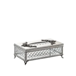 Portafazzoletti rettangolare in cristallo e ottone