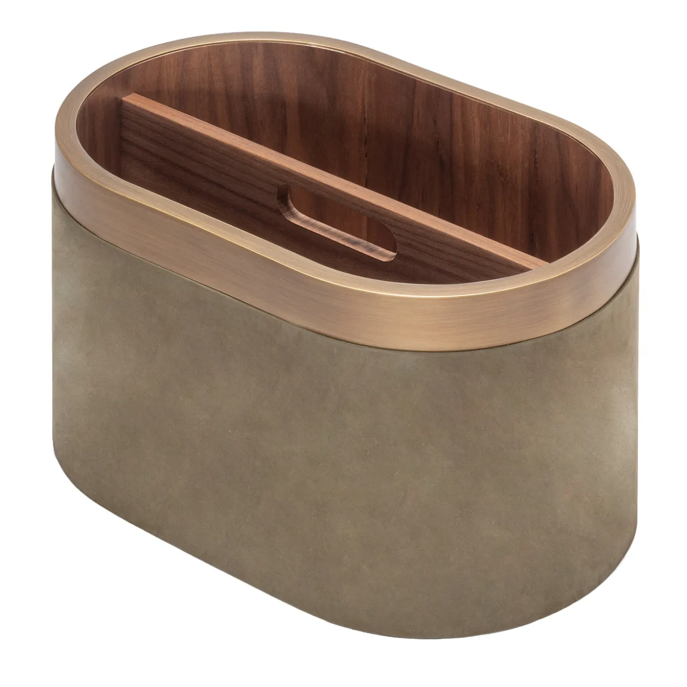 Portariviste Dama in legno di noce e pelle Smoke