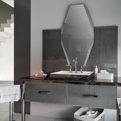 Portatovaglioli rettangolari bianchi in pelle Bottega di E. Borovkova