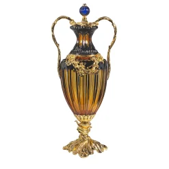 Potiche in bronzo e cristallo con dettagli in rilievo