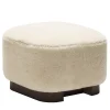 Pouf basso in legno color crema Lloyd