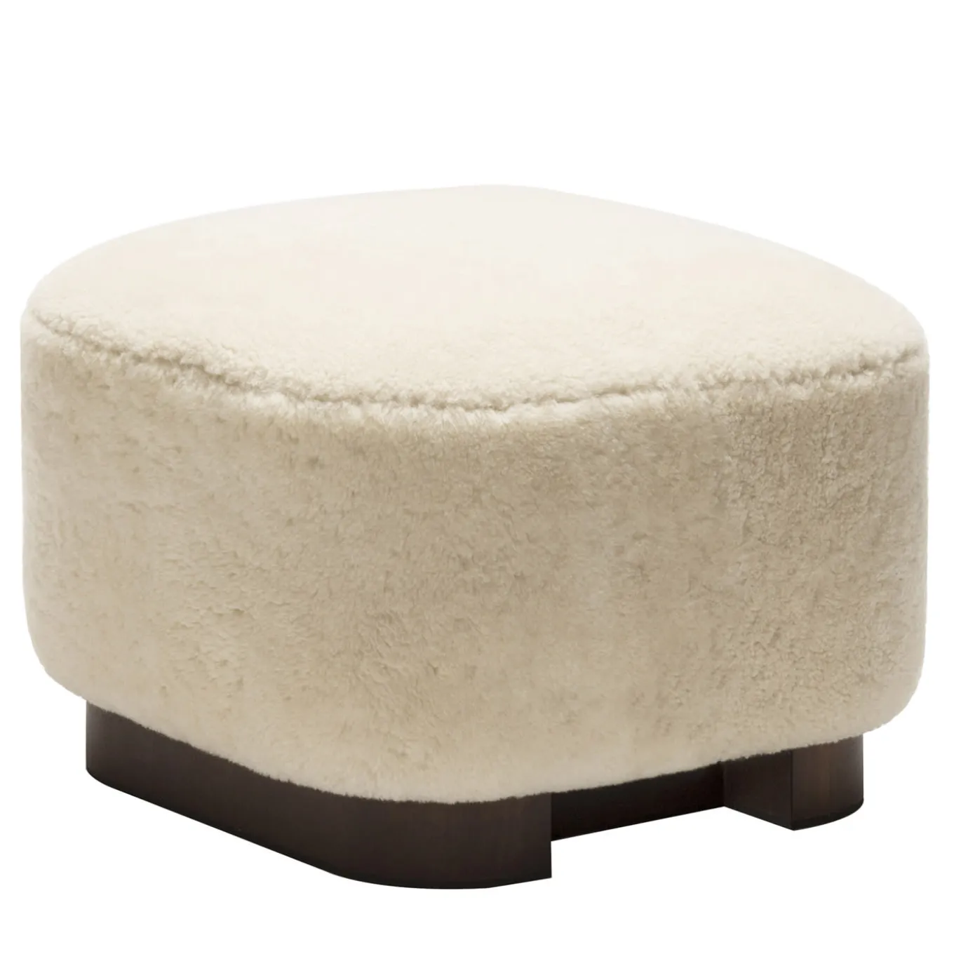 Pouf basso in legno color crema Lloyd