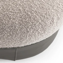 Pouf Bouclé Grigio SUMO con Tasca in Cuoio #2