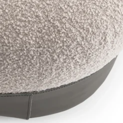 Pouf Bouclé Grigio SUMO con Tasca in Cuoio #1