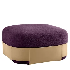 Pouf Bouclé Viola SUMO con Tasca in Cuoio