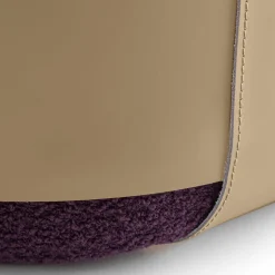 Pouf Bouclé Viola SUMO con Tasca in Cuoio