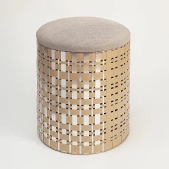 Pouf cilindrico Nimbus 40 in alluminio champagne