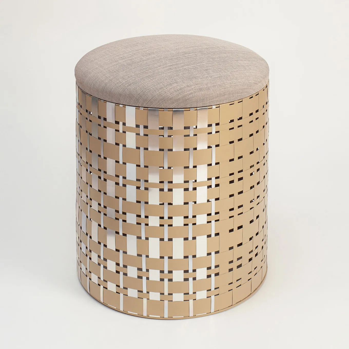 Pouf cilindrico Nimbus 40 in alluminio champagne