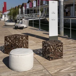 Pouf da esterno Soft Cay in tessuto bianco