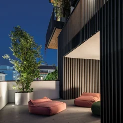 Pouf da esterno West Cay in tessuto rosa