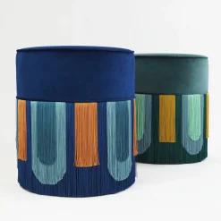 Pouf geometrico Couture Decò verde