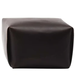 Pouf in pelle marrone scuro Big Bao di Viola Tonucci