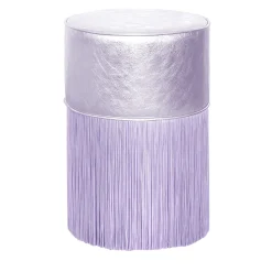 Pouf in pelle metallizzata Lillac di Lorenza Bozzoli
