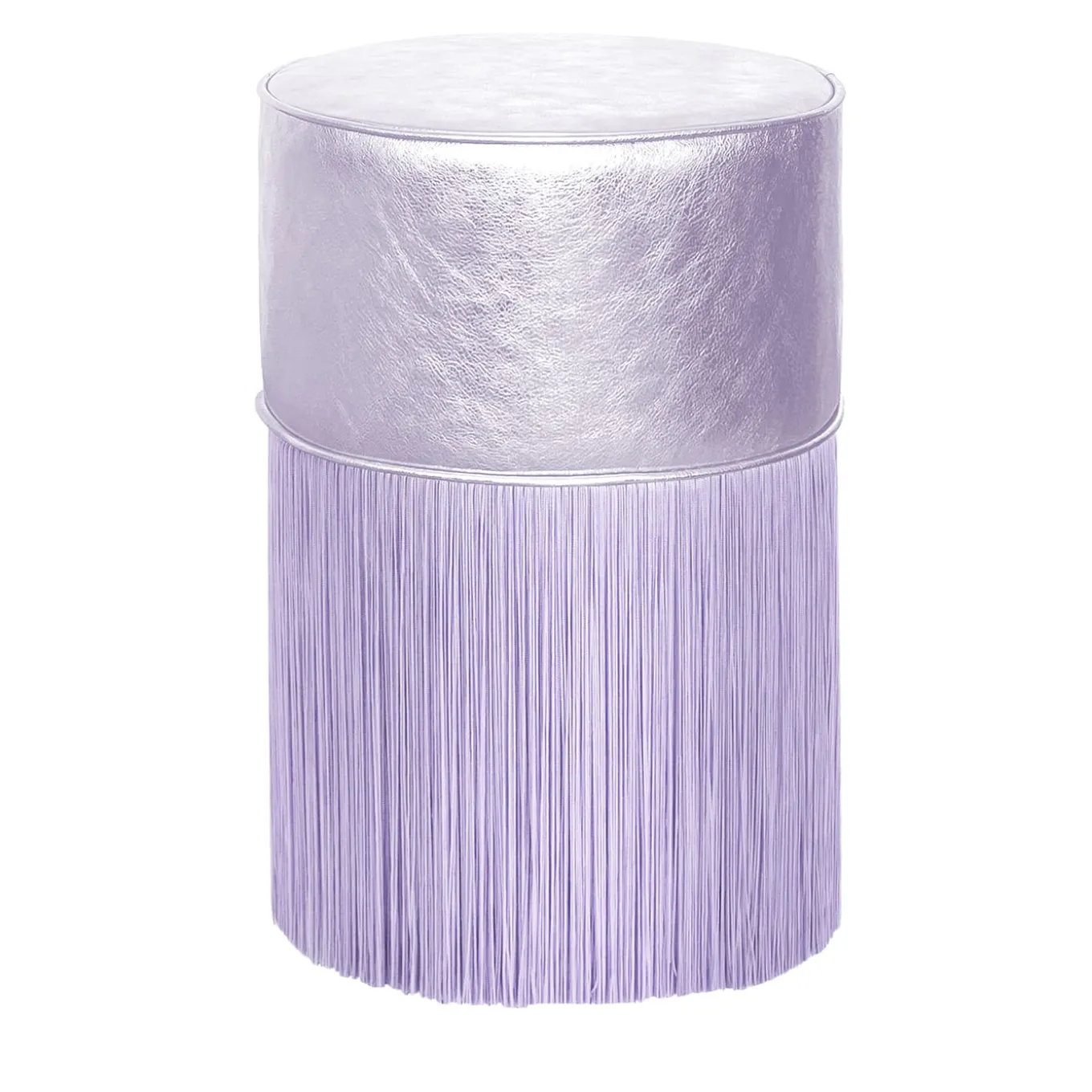 Pouf in pelle metallizzata Lillac di Lorenza Bozzoli