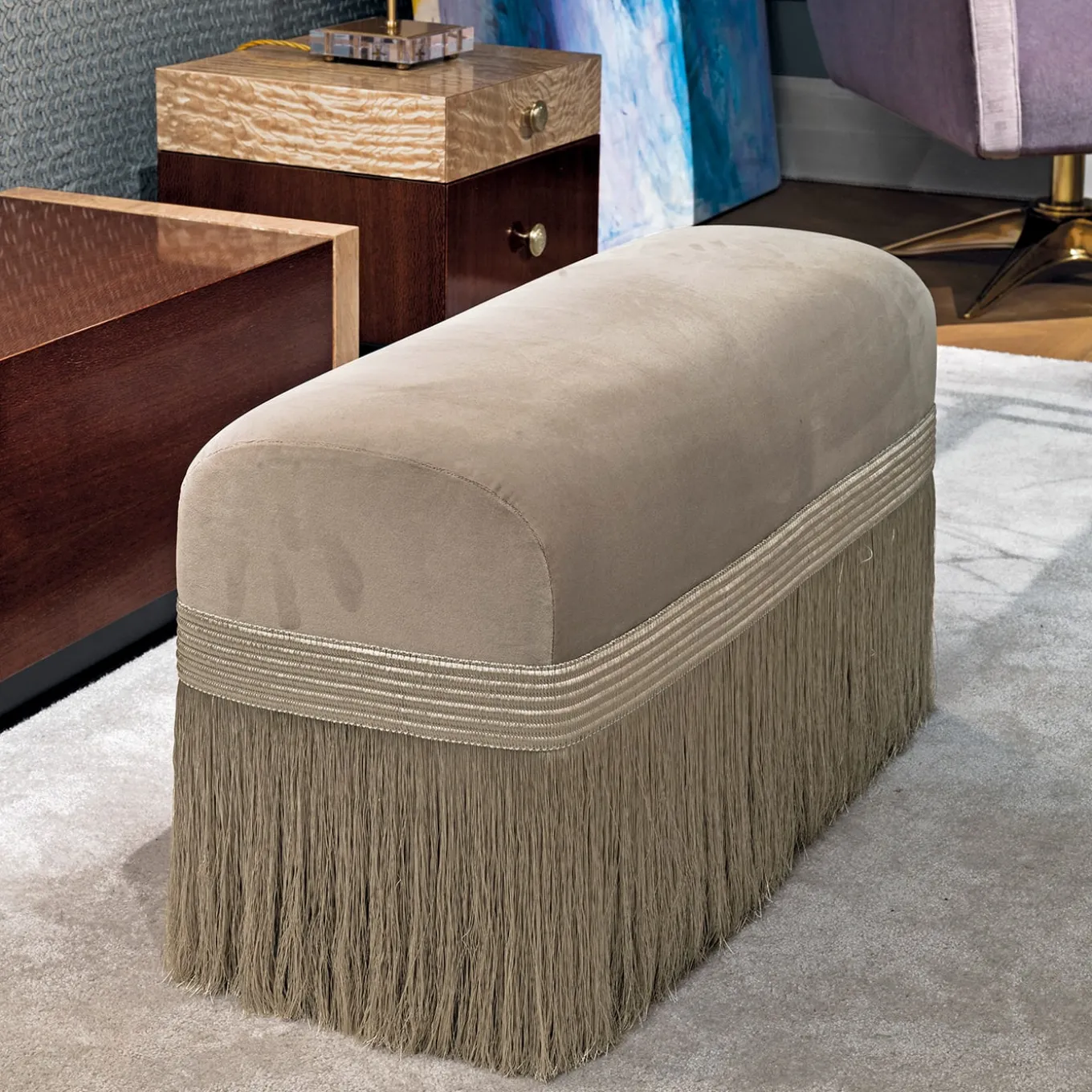 Pouf in velluto di cotone